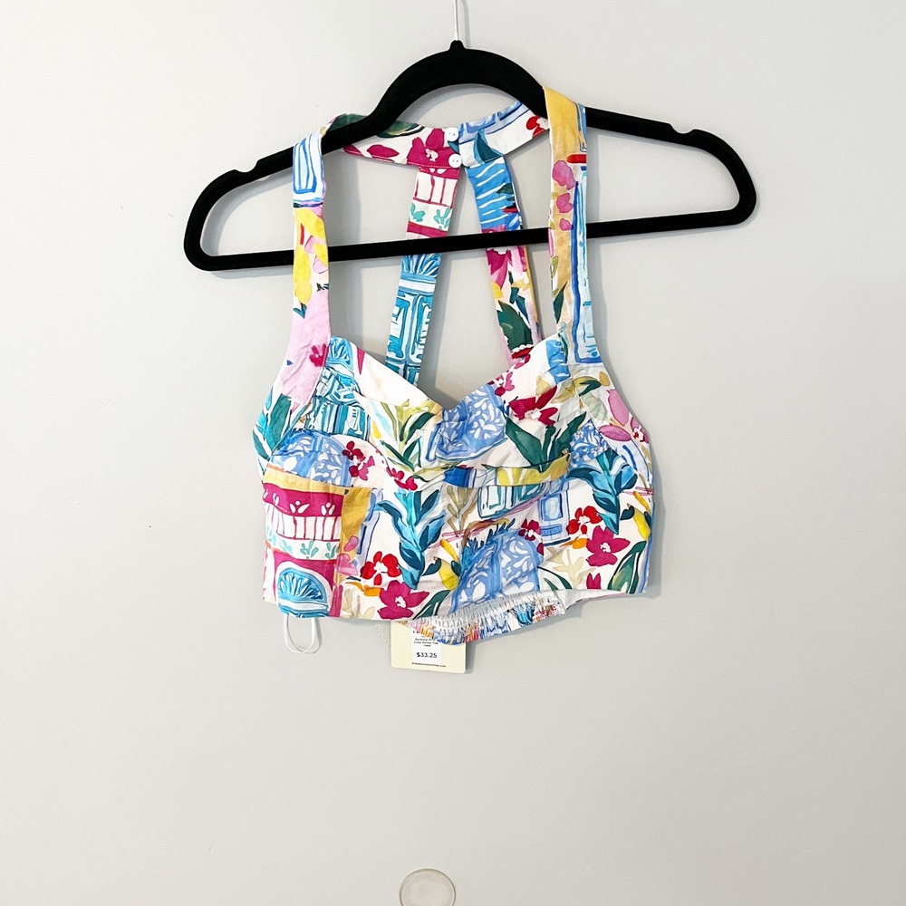 Dress Forum Summer Print‎ Crop Halter Top beachy size Medium
